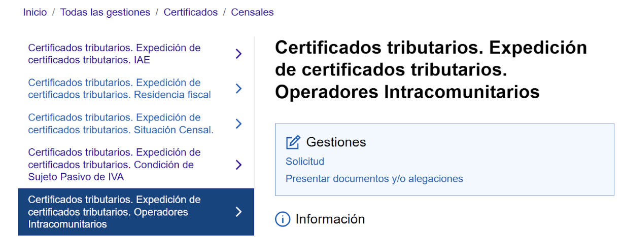 certificado de operador intracomunitario