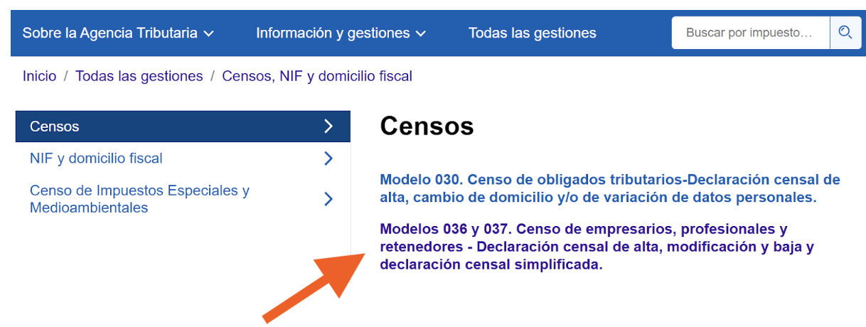 censos modelo 036 redeme