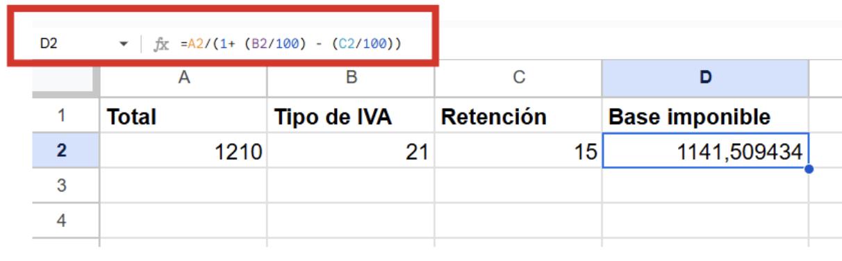 nueva formula excel base imponible