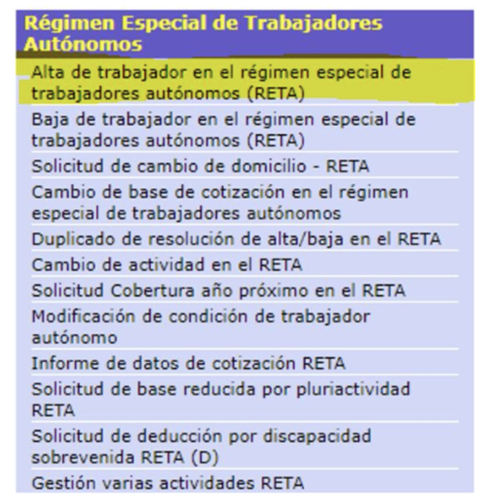 alta trabajador en reta