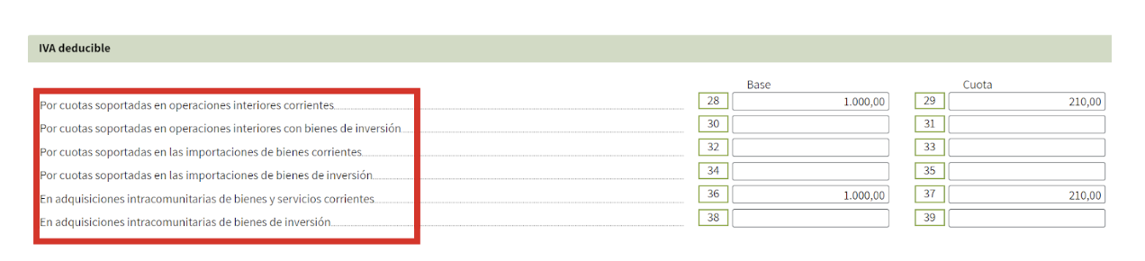 IVA deducible lo declaras por separado