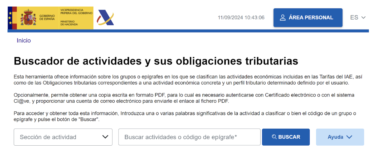 buscador de actividades economicas