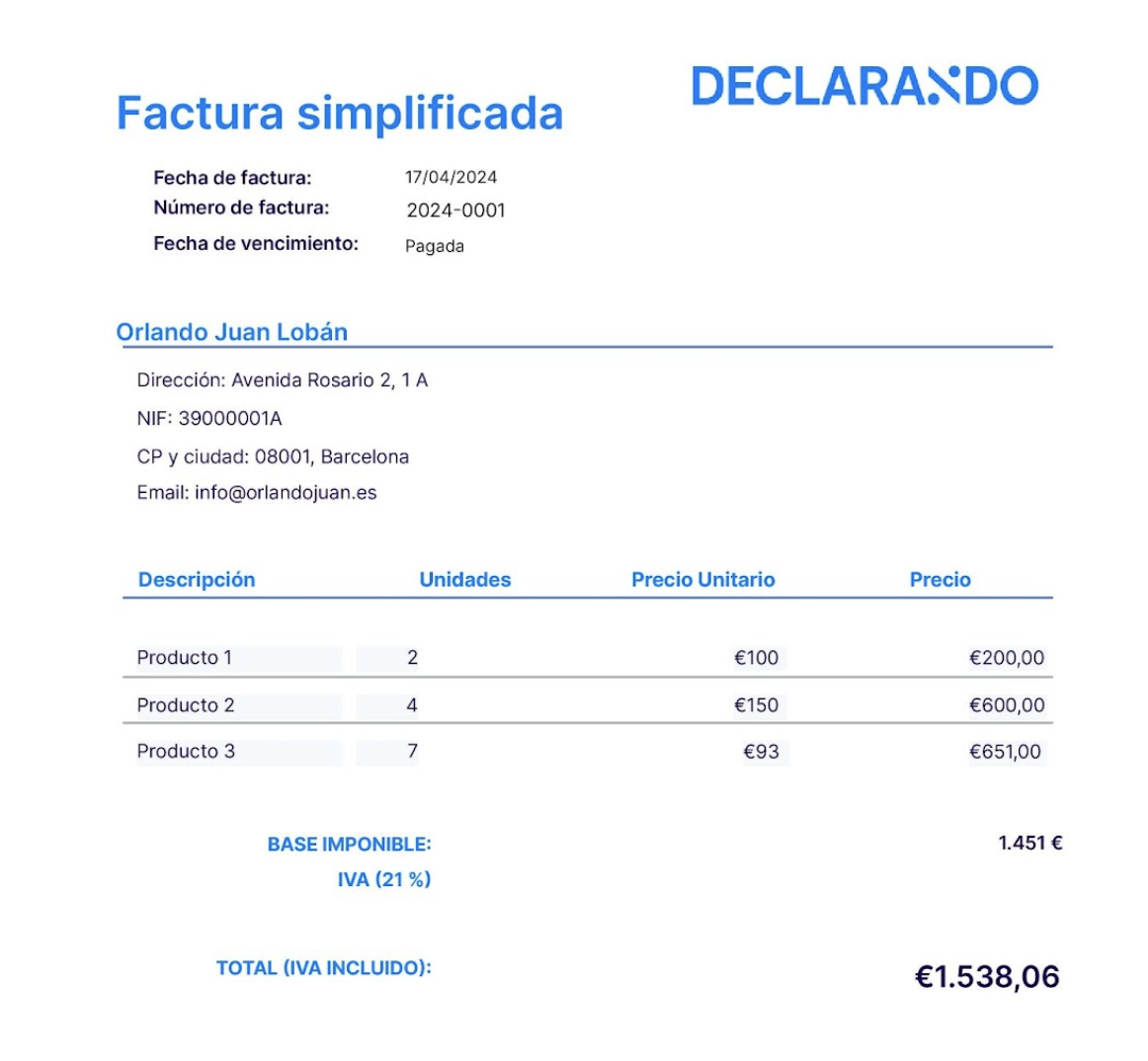 factura simplificada