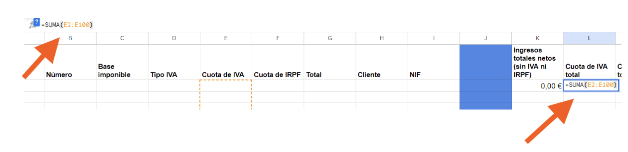 columna L del IVA total excel