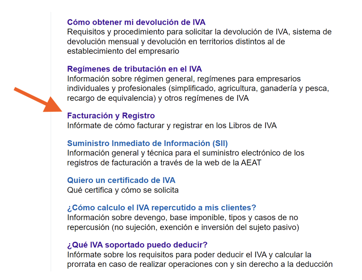 opción Facturación y Registro excel