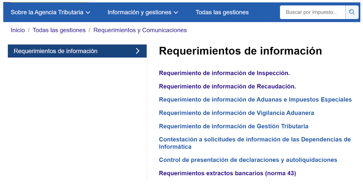 requerimientos de información notificaciones hacienda