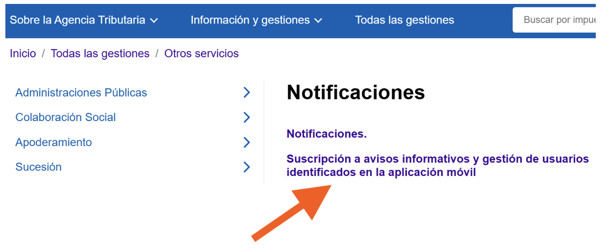 suscripcion a avisos notificaciones hacienda