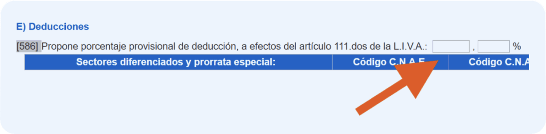 Cómo rellenar el modelo 036: casilla 586 