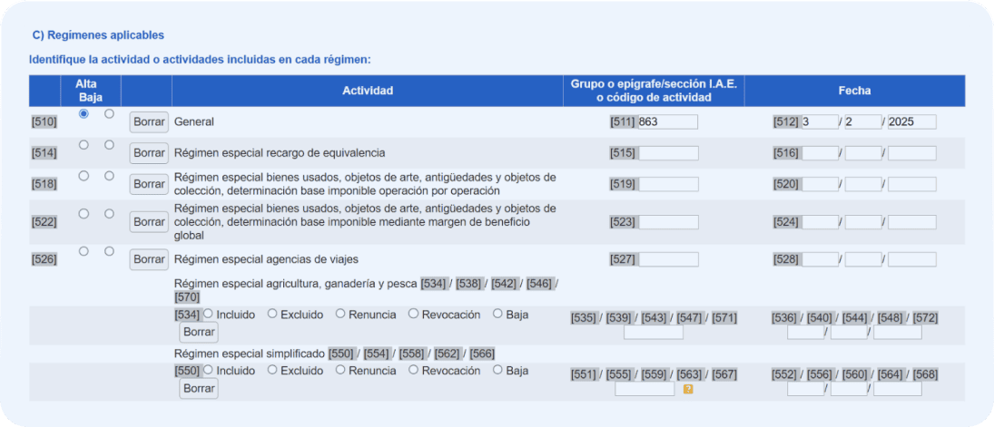 Cómo rellenar el modelo 036: régimen de agricultura, ganadería y pesca