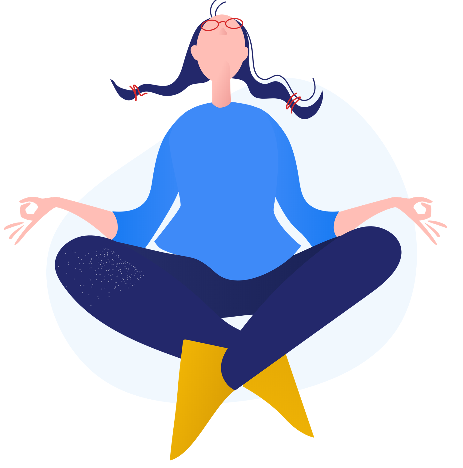Una ilustración de una mujer meditando