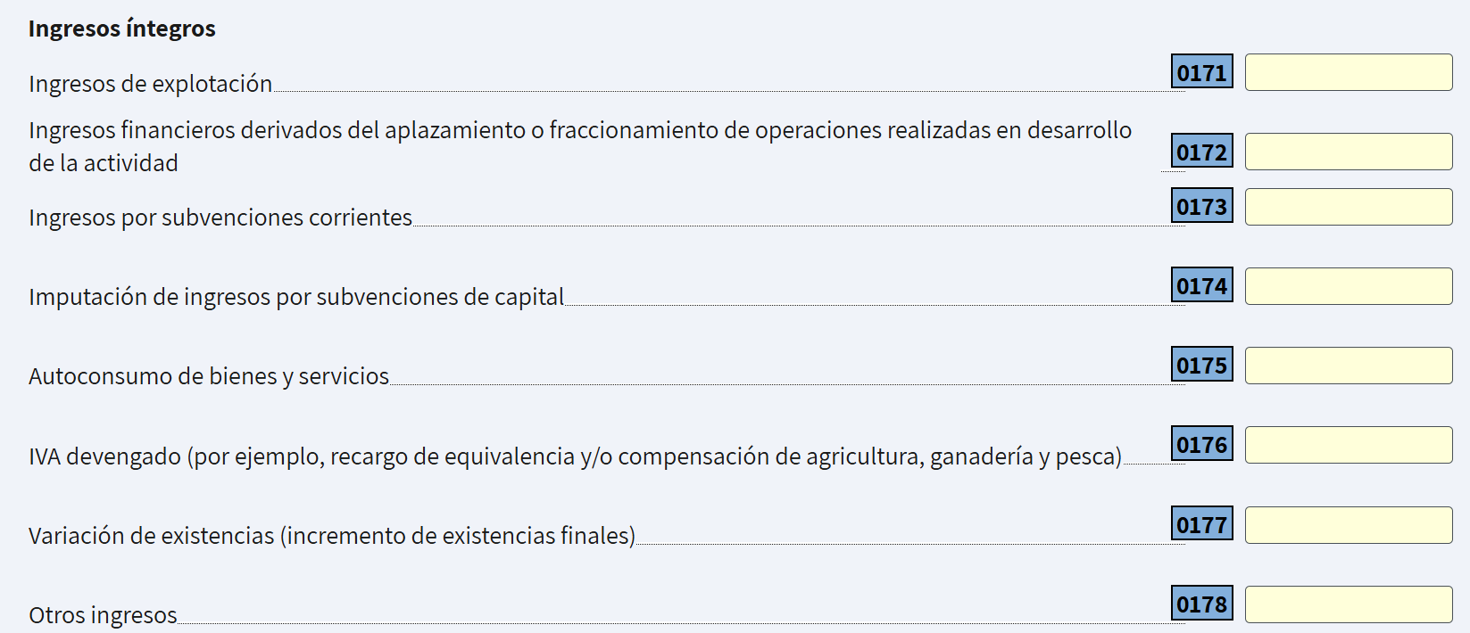 Casillas de la renta para declarar los ingresos como autónomo y asalariado.