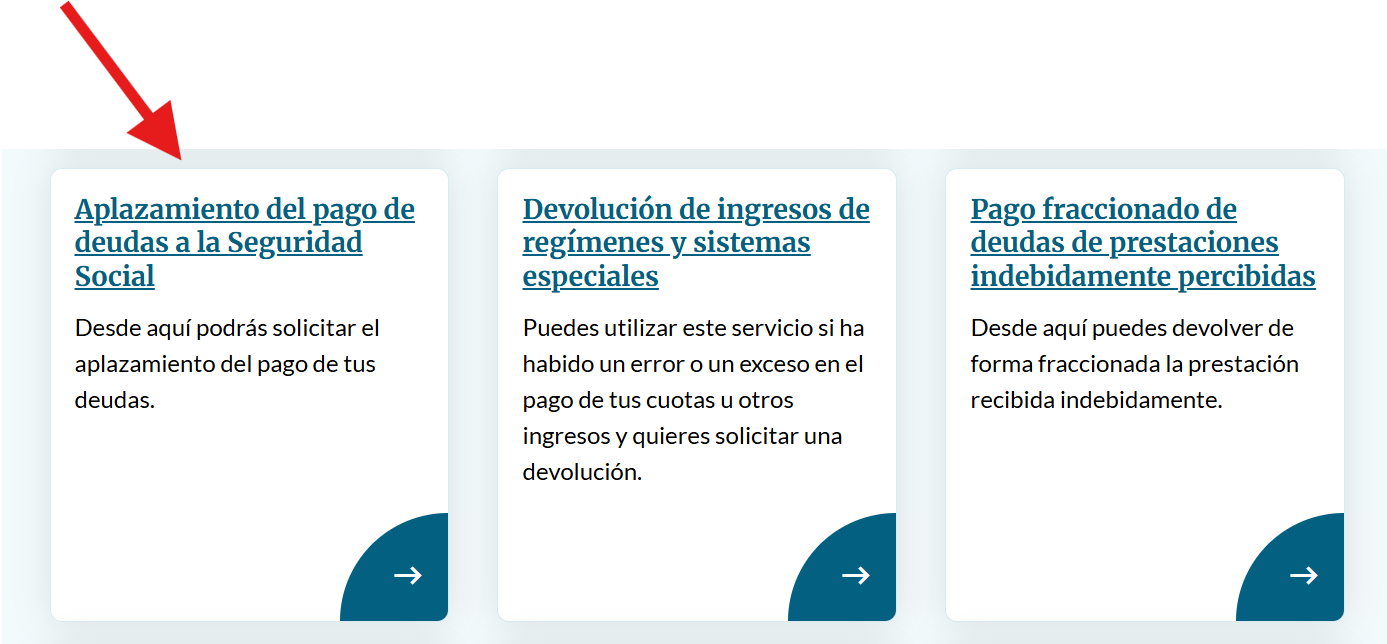 Opción Aplazamiento regularización cuotas de autónomos en Importass.